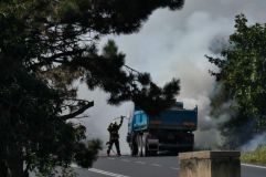 U Slaného hasiči zasahovali u požáru náklaďáku