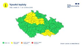 Bude horko, a mají přijít silné bouřky s nárazovým větrem, přívalovými dešti, i s kroupami. Meteorologové na dnes vydali výstrahu