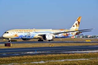 Na Ruzyni l&eacute;talo letadlo Etihad se superhrdiny