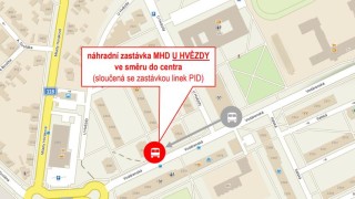 Zastávka U hvězdy je přesunutá