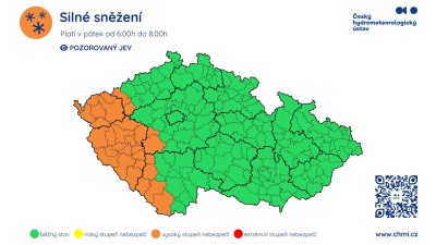 Meteorologov&eacute; varuj&iacute; před siln&yacute;m sněžen&iacute;m