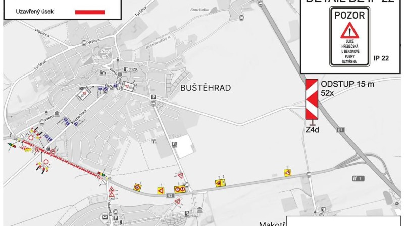 Silnice od okružn&iacute; křižovatky &bdquo;u vodojemu&ldquo; po odbočku směr Lidice uzavřena